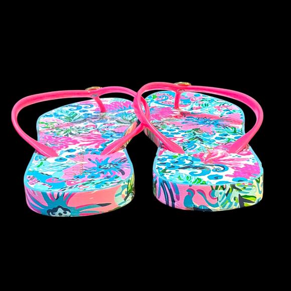 Sz 8 LILLY PULITZER Mandevilla Bay Paradise Petals Pool Flip-Flop Thong Sandal - Picture 2 of 9